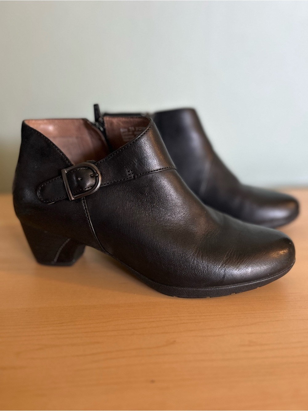Dansko Women’s Black Leather Ankle Booties with Buckle